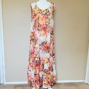 Peony Womens Plus Size Floral Printed Maxi Dress